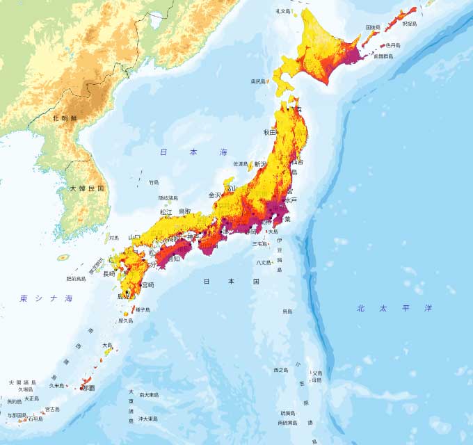 全国の地震発生確率（2020年版）予測地図