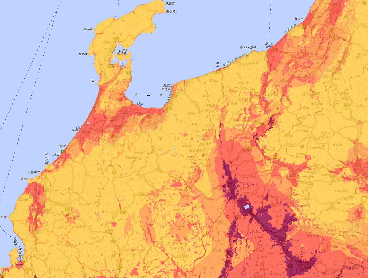 北陸の地震マップ