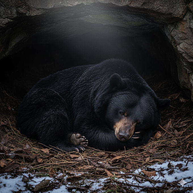 冬のツキノワグマ