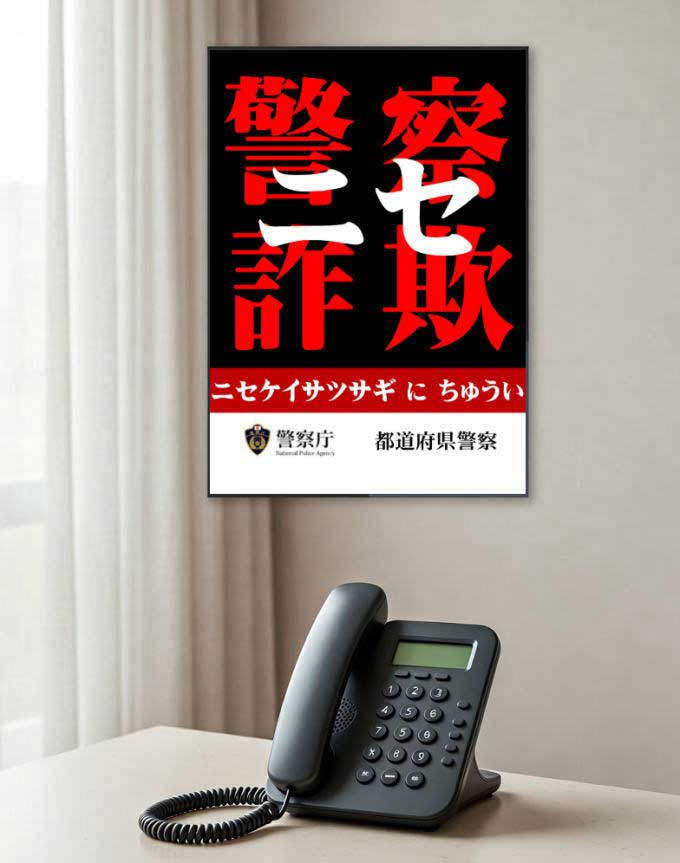 被害防止チラシ 身近な場所に詐欺被害防止のポスターを貼る。