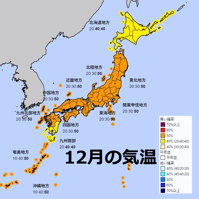 12月の気温予想 2026年12月の気温予想