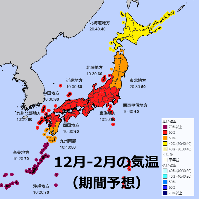 冬全般の気温予想 冬全般の気温予想(2026年12月‐2027年2月)